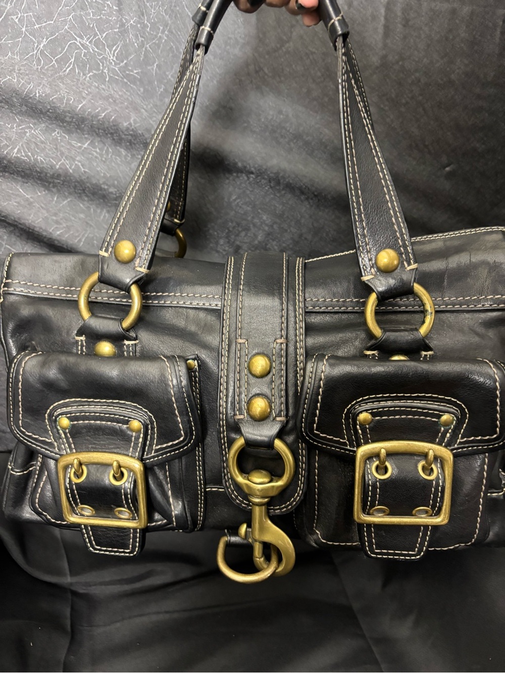 Vintage Coach Legacy Satchel 10330 Black Leather 65th Anniversary Y2K
